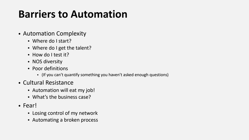 Barriers to automation, from Doyle’s CHI-NOG 13 keynote