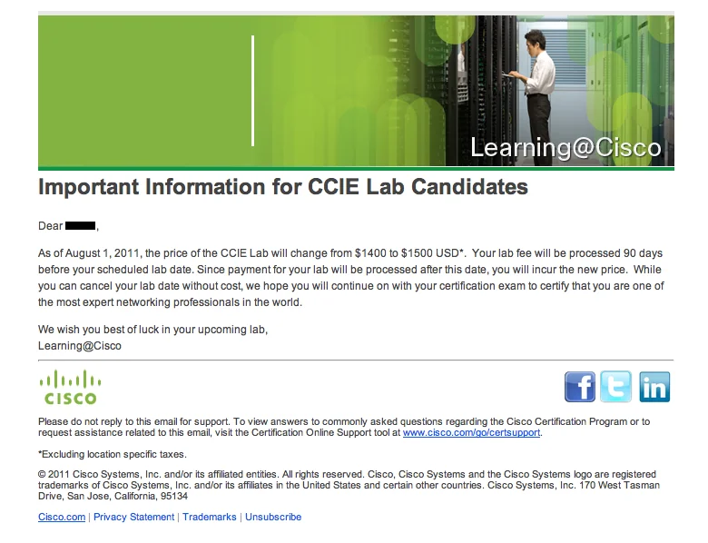 Email from Cisco